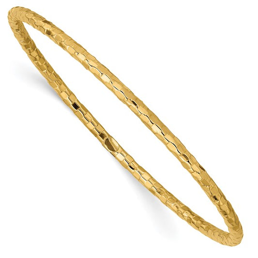 10k Polished Textured Slip-on Bangle Bracelet