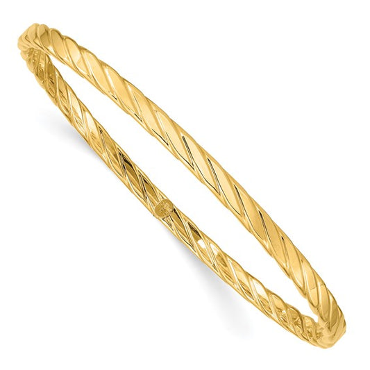 10K 4mm Textured Twist Slip-on Bangle