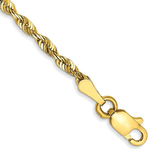 10k 2.25mm Extra-Light D/C Rope Chain Anklet