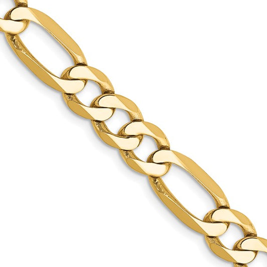 10K 7mm Flat Figaro Chain