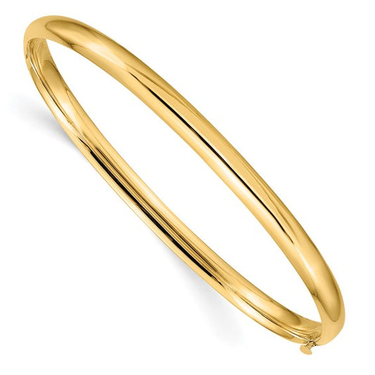 10k 3/16 High Polished Hinged Bangle Bracelet