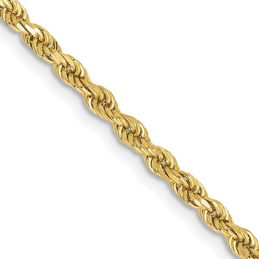 10k 2.5mm Semi-Solid Rope Chain