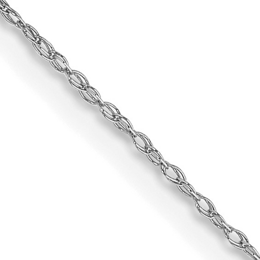 10K White Gold 1.15mm Carded Cable Rope Chain