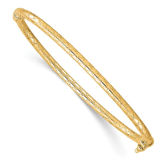 Leslie's 10K Polished and Textured Hinged Bangle