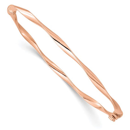 Leslie's 10K Rose Gold Polished Twisted Hinged Bangle