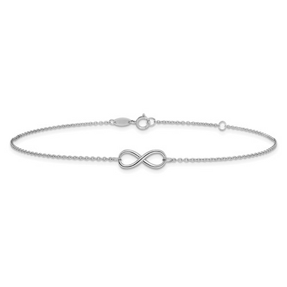 Leslie's 10K White Gold Polished Infinity with 1in ext. Anklet