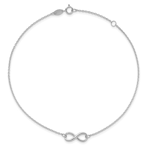 Leslie's 10K White Gold Polished Infinity with 1in ext. Anklet