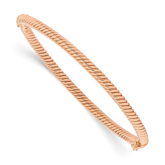 Leslie's 10K Rose Gold Polished and Textured Fancy Hinged Bangle