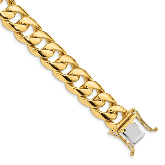10k 13.4mm Hand-polished Rounded Curb Link Bracelet