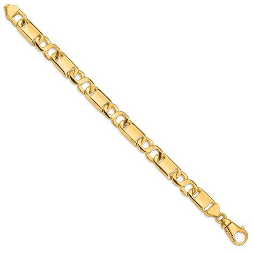10k 10.4mm Hand-polished Fancy Link Bracelet