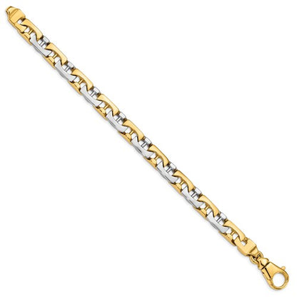 10k Two-tone 8.5mm Hand-polished Fancy Link Bracelet
