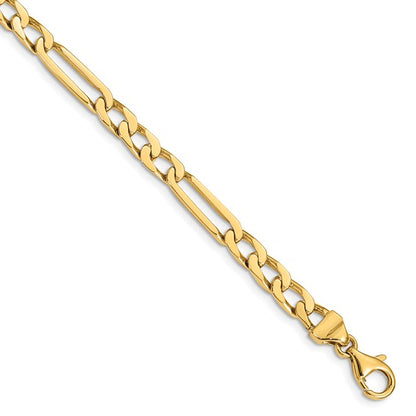 10k 5mm Hand-polished Figaro Link Bracelet
