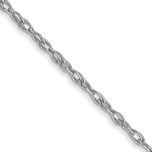 14K White Gold 24 inch Carded 1.35mm Cable Rope with Spring Ring Clasp Chain / SKU 10RW-24