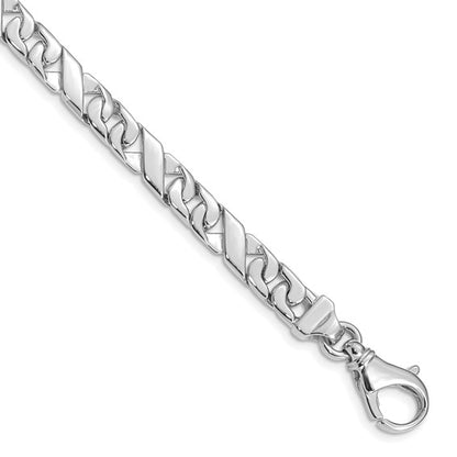 10k White Gold 6.7mm Hand-Polished Fancy Link Bracelet