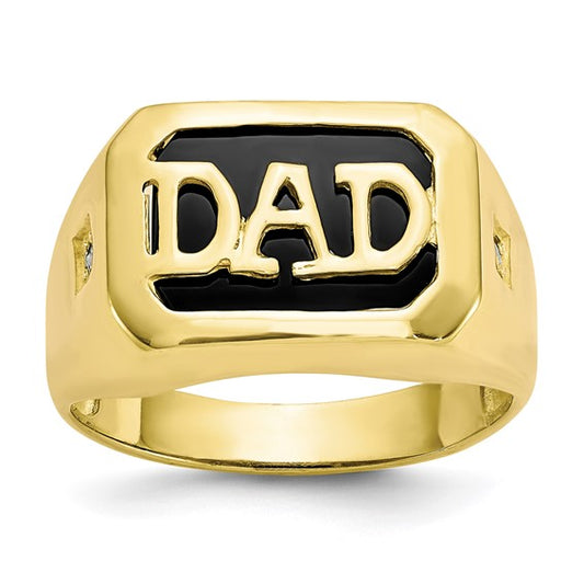 10k Men's Diamond and Black Onyx DAD Ring