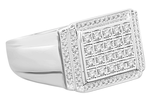 10K WHITE GOLD .75 CARAT MENS REAL DIAMOND ENGAGEMENT WEDDING PINKY RING BAND