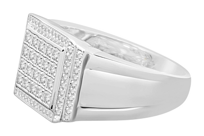10K WHITE GOLD .75 CARAT MENS REAL DIAMOND ENGAGEMENT WEDDING PINKY RING BAND