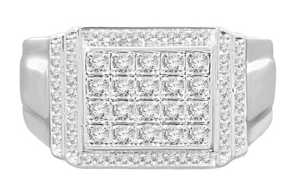 10K WHITE GOLD .75 CARAT MENS REAL DIAMOND ENGAGEMENT WEDDING PINKY RING BAND