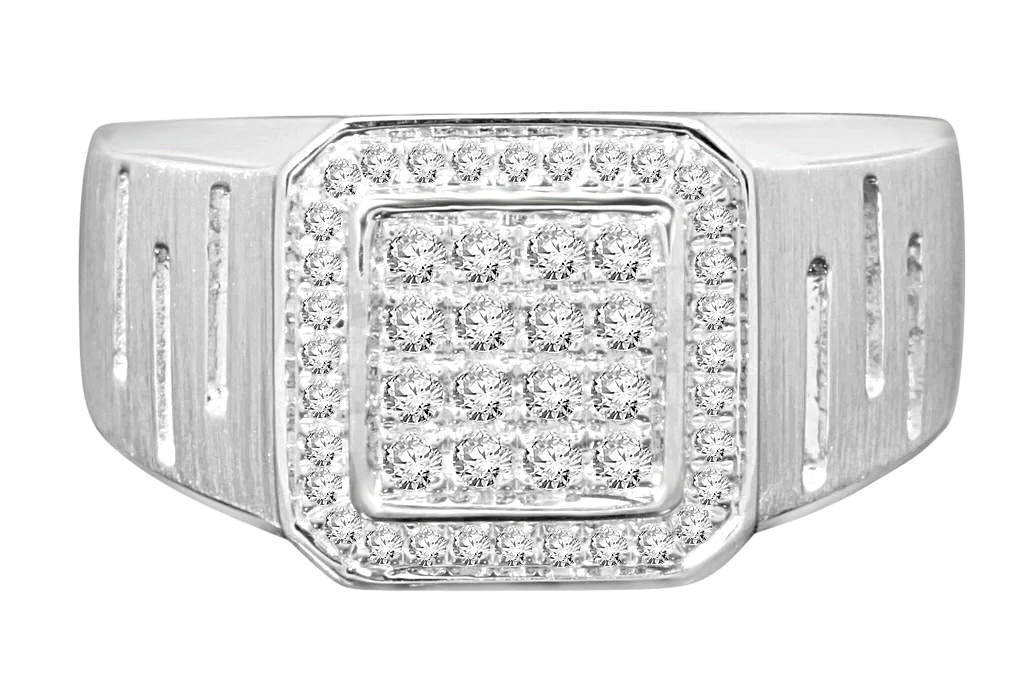 10K SOLID WHITE GOLD .51 CARAT REAL DIAMOND ENGAGEMENT RING WEDDING PINKY BAND