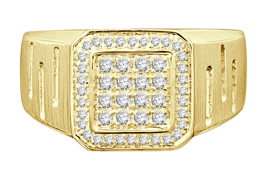 10K YELLOW GOLD .51 CARAT MENS REAL DIAMOND ENGAGEMENT WEDDING PINKY RING BAND
