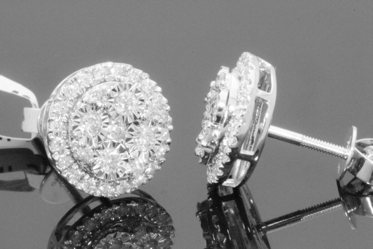 10K WHITE GOLD .60 CARAT MENS/WOMENS 8 MM 100% GENUINE DIAMONDS EARRING STUDS