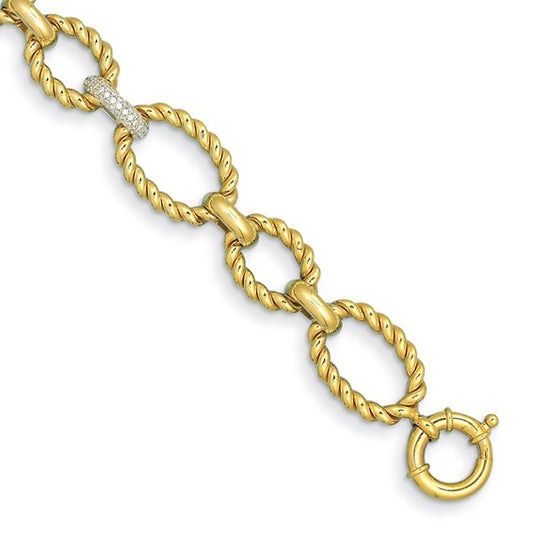 Herco 14K Gold Links with One White Diam. Link