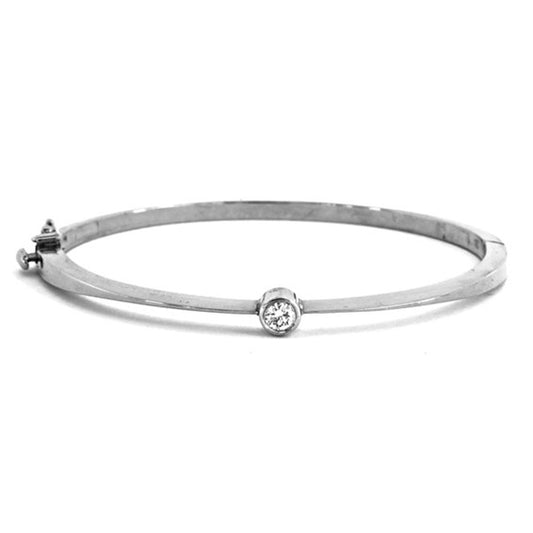 Herco 14K White Gold Diamond Hinged Bangle