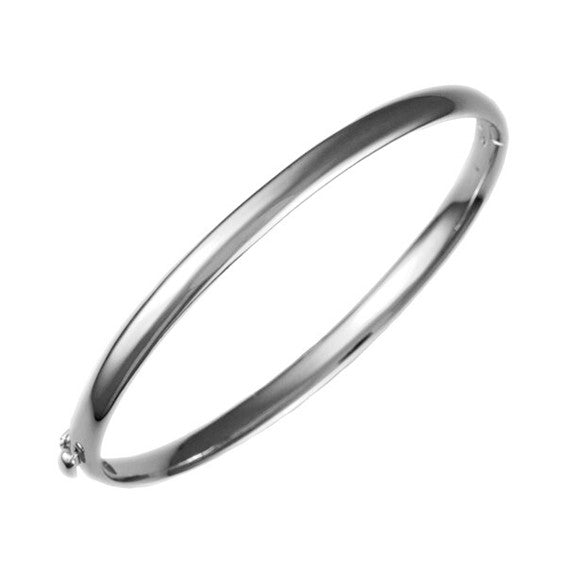 Herco 14K White Gold Solid Domed 4.8mm Hinged Bangle