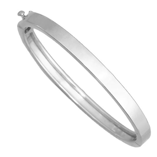 Herco 14K White Gold Solid Flat 5.2mm Hinged Bangle