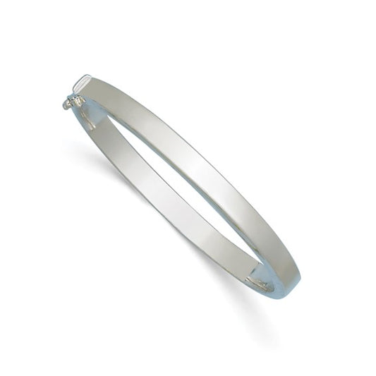 Herco 14K White Gold Flat 6.1mm Hinged Bangle