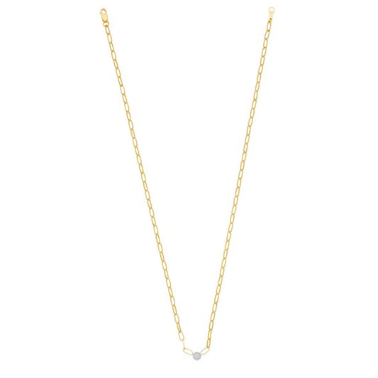Herco 14K Two-tone Diamond Oval Link 18 inch Necklace