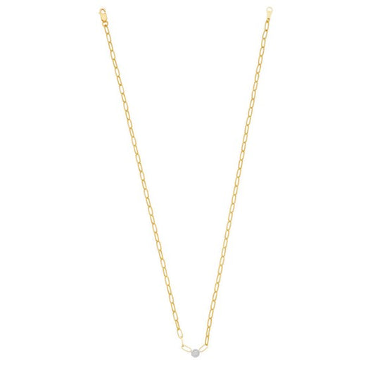 Herco 14K Two-tone Bezel Oval Link 16in Necklace Mounting