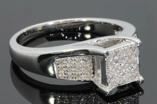 .25 CARAT WOMENS LADIES STERLING SILVER REAL DIAMOND ENGAGEMENT BRIDAL WEDDING RING