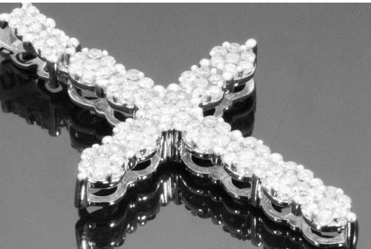 10K WHITE GOLD 1 CARAT 1.50 INCH REAL DIAMOND MEN CROSS PENDANT CHARM CROSS