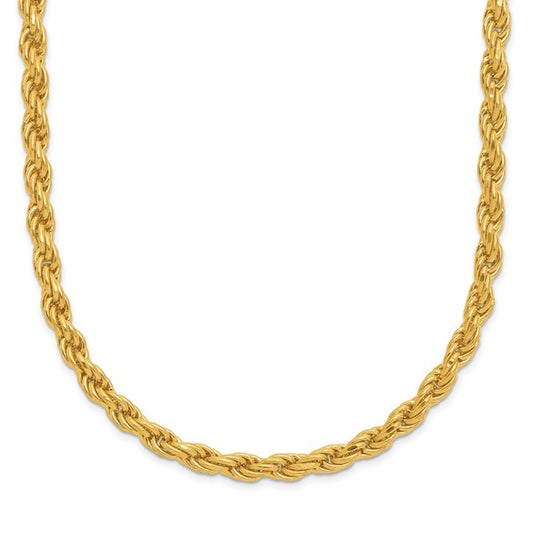 24k Polished 3mm Rope Chain Necklace