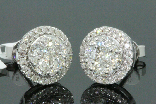 10K WHITE GOLD 1.25 CARAT MENS/WOMENS 10mm 100% GENUINE DIAMONDS EARRING STUDS