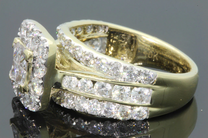 10K YELLOW GOLD 3.25 CARAT WOMEN PRINCESS DIAMOND ENGAGEMENT RING WEDDING BRIDAL / SKU RG26342-YG