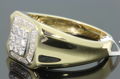 10K YELLOW GOLD .50 CARAT MENS REAL DIAMOND ENGAGEMENT WEDDING PINKY RING BAND