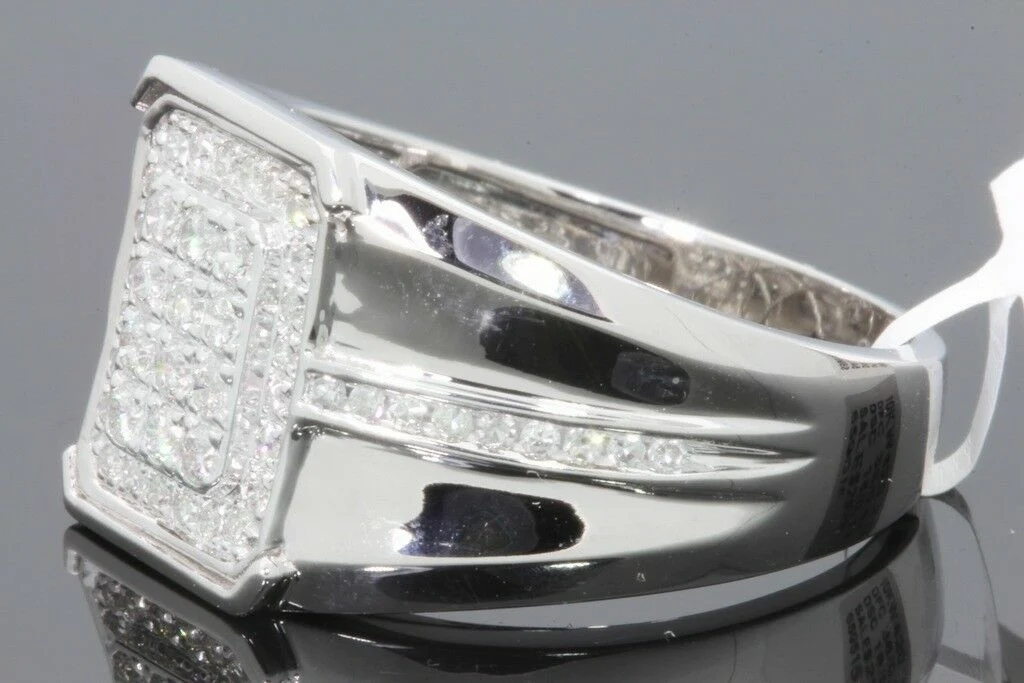 10K SOLID WHITE GOLD .75 CARAT REAL DIAMOND ENGAGEMENT RING WEDDING PINKY BAND