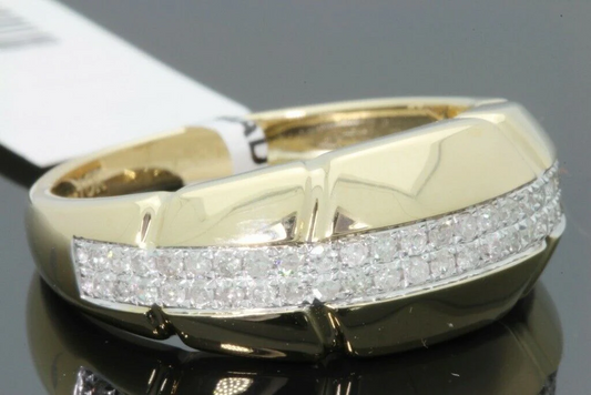 10K YELLOW GOLD .50 CARAT MENS REAL DIAMOND ENGAGEMENT WEDDING PINKY RING BAND