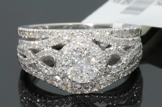 10K WHITE GOLD 1.25 CARAT WOMENS REAL DIAMOND ENGAGEMENT RING WEDDING BAND SET