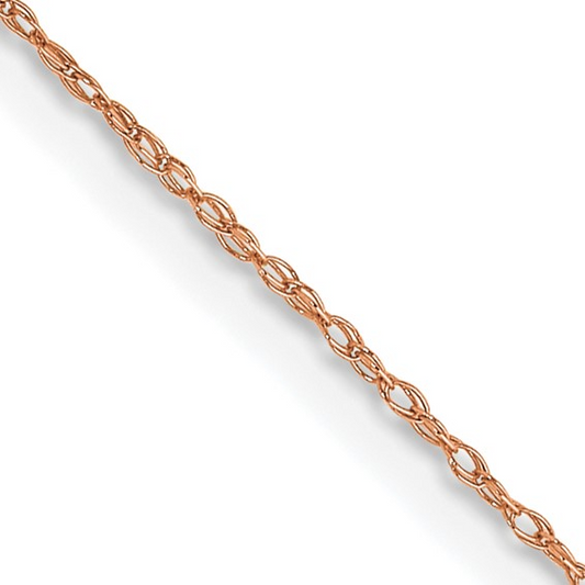 10k Rose Gold .7 mm Carded Cable Rope Chain
