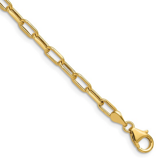 Leslie's 14k 3.7mm Semi-Solid Beveled D/C Paperclip Chain