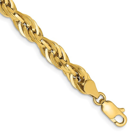 14K 7 inch 5.4mm Semi Solid Rope with Lobster Clasp Chain