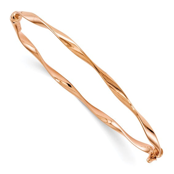 Leslie's 14K Rose Gold Polished Twisted Hinged Bangle