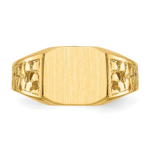 14k 9.0x10.5mm Open Back Men's Signet Ring