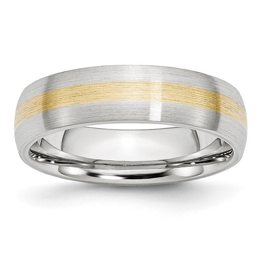 Chisel Cobalt 14k Gold Inlay Satin 6mm Band