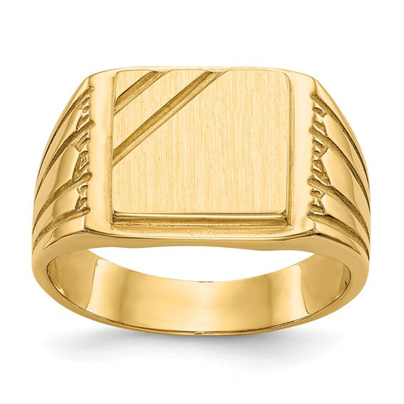 14k 11.5x11.0mm Open Back Mens Signet Ring