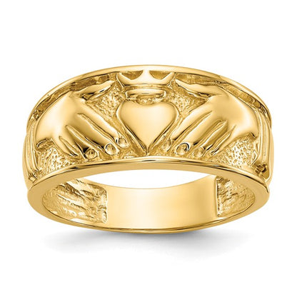 14k Polished Men's Claddagh Band