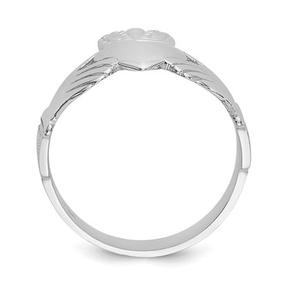 14k White Gold Men's Claddagh Ring